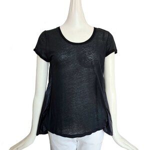 MONCLER BLACK SHORT SLEEVES NYLON BACK TOP (M)